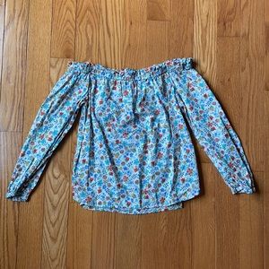 J. Crew Floral Off the Shoulder Top 100% Cotton